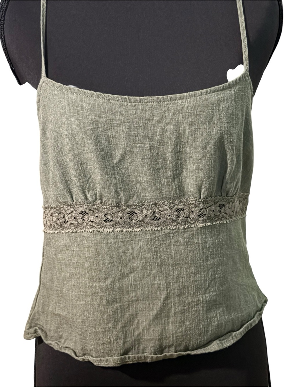 L.A. Hearts Olive Green Lace Trim Tie Back Cami Top Size S - Picture 4 of 6